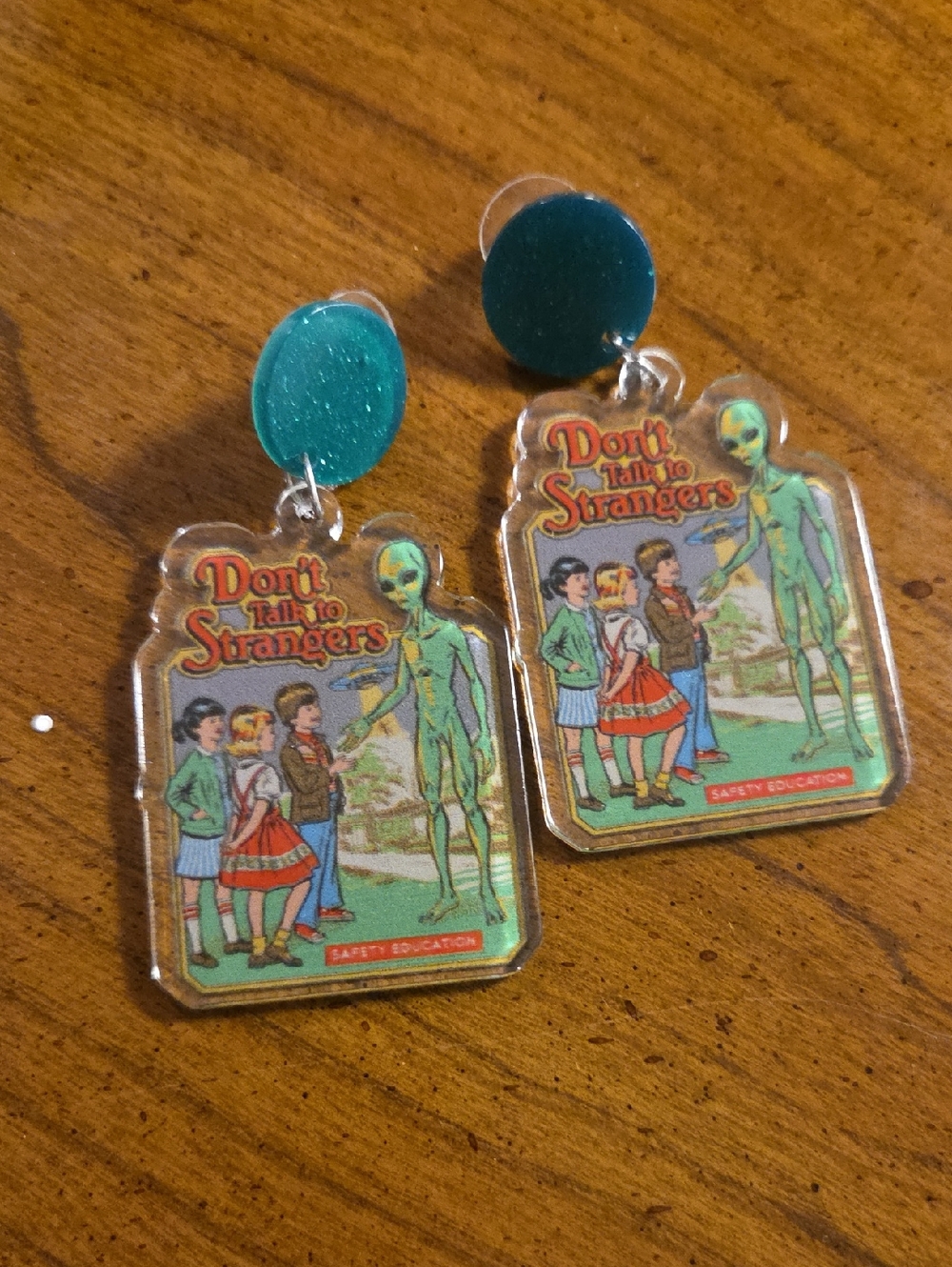 "Don't Talk to Strangers" Alien Retro Earrings